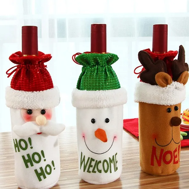 1PC Cute Christmas Red Wine Bottle Cover Bags