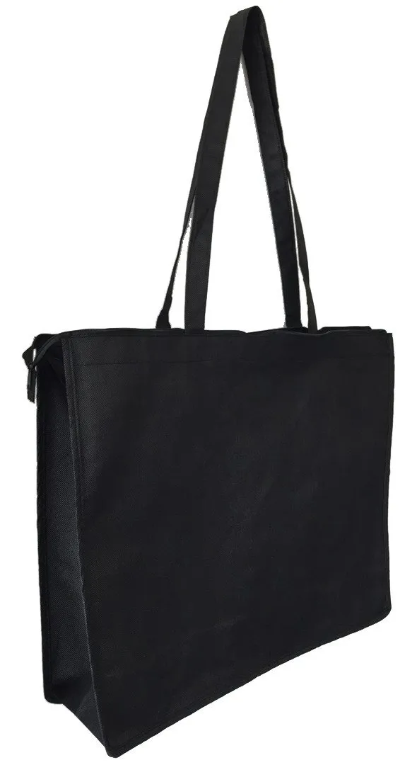 200 ct Zippered Large Tote Bags - Reusable Grocery Bags - By Case