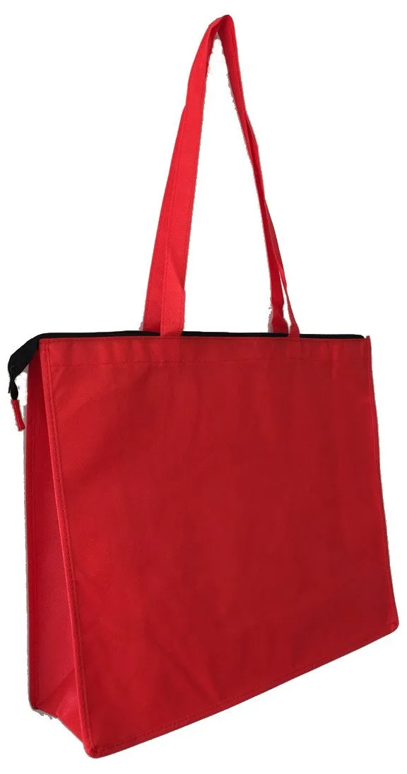 50 ct Zippered Large Tote Bags - Reusable Grocery Bags - Pack of 50