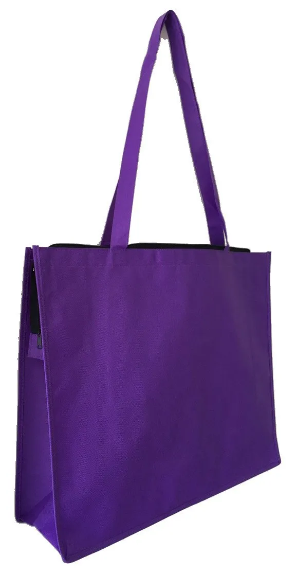 50 ct Zippered Large Tote Bags - Reusable Grocery Bags - Pack of 50