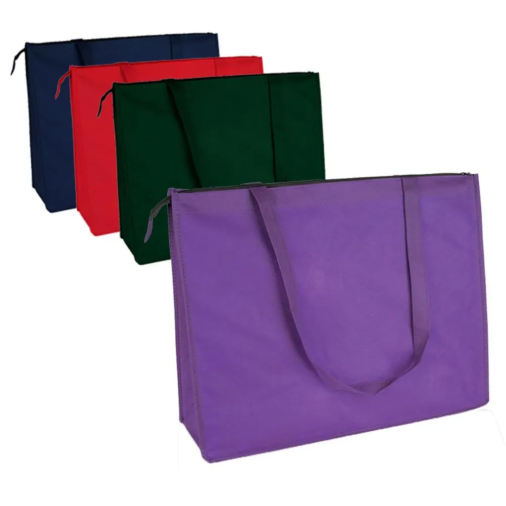 50 ct Zippered Large Tote Bags - Reusable Grocery Bags - Pack of 50