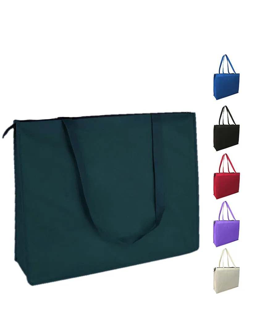 50 ct Zippered Large Tote Bags - Reusable Grocery Bags - Pack of 50