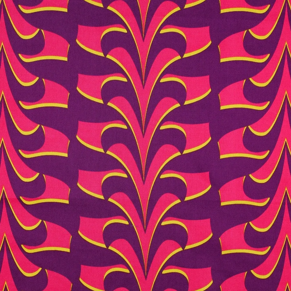 Abstract Purple and Pink Cotton Sateen Fabric