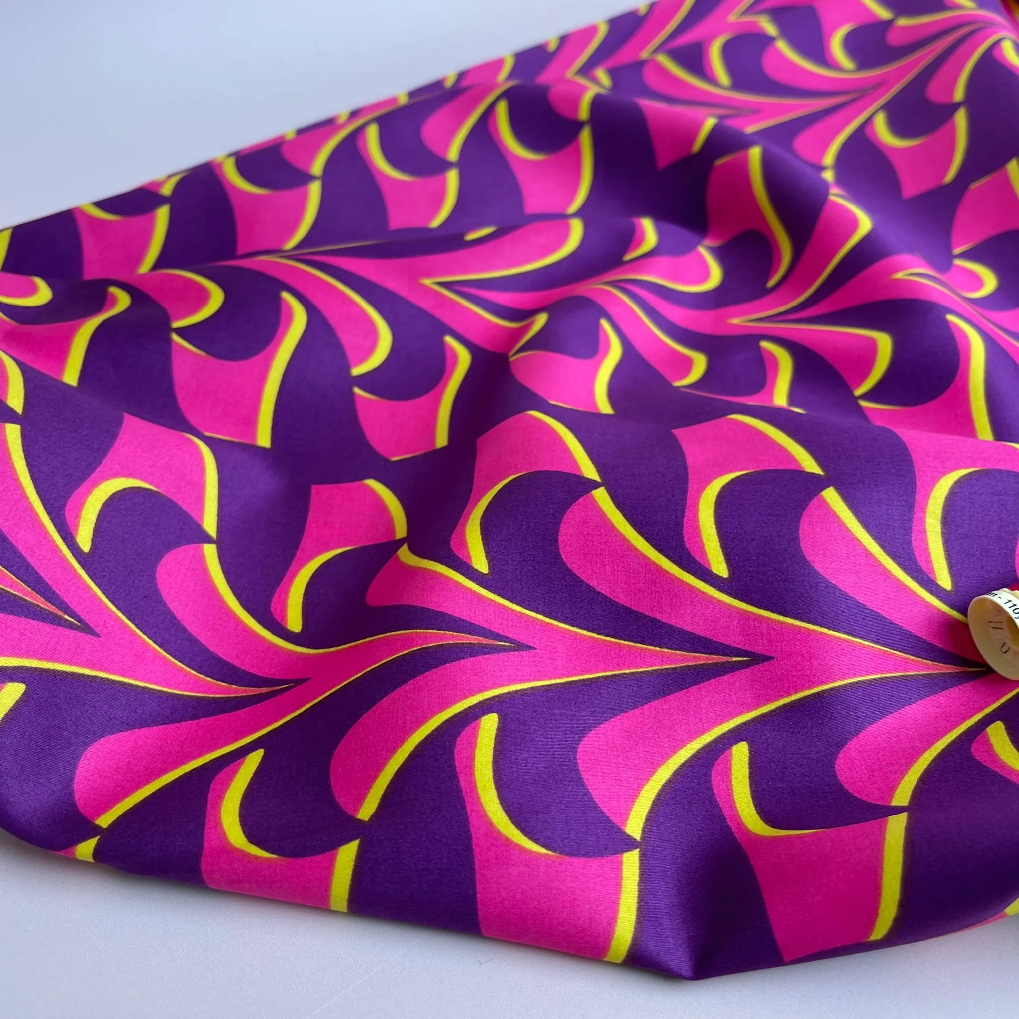 Abstract Purple and Pink Cotton Sateen Fabric