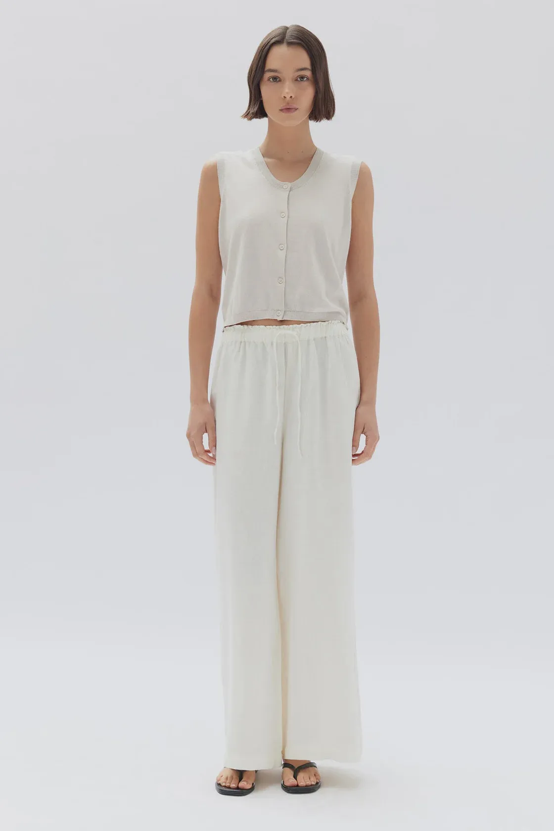 Amelia Linen Pant White