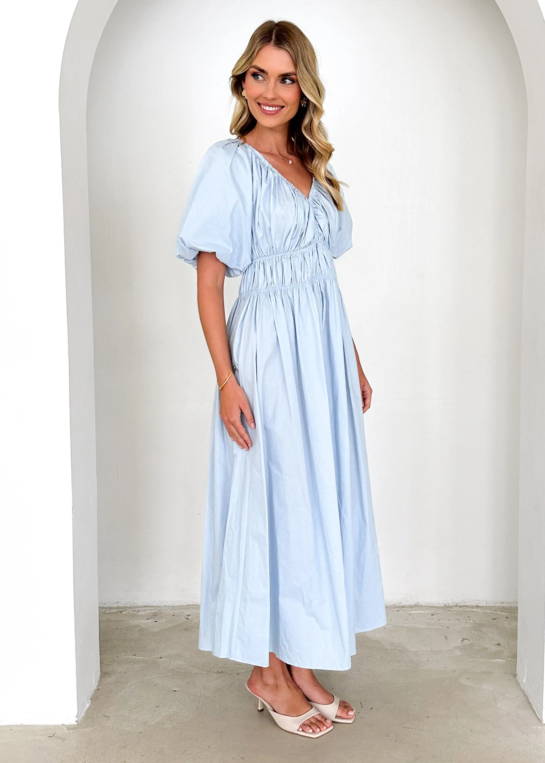 Angolo Midi Dress - Baby Blue