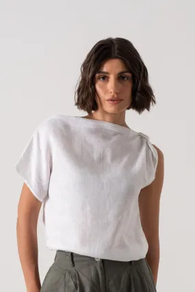 Asymmetrical Linen Knot Top White