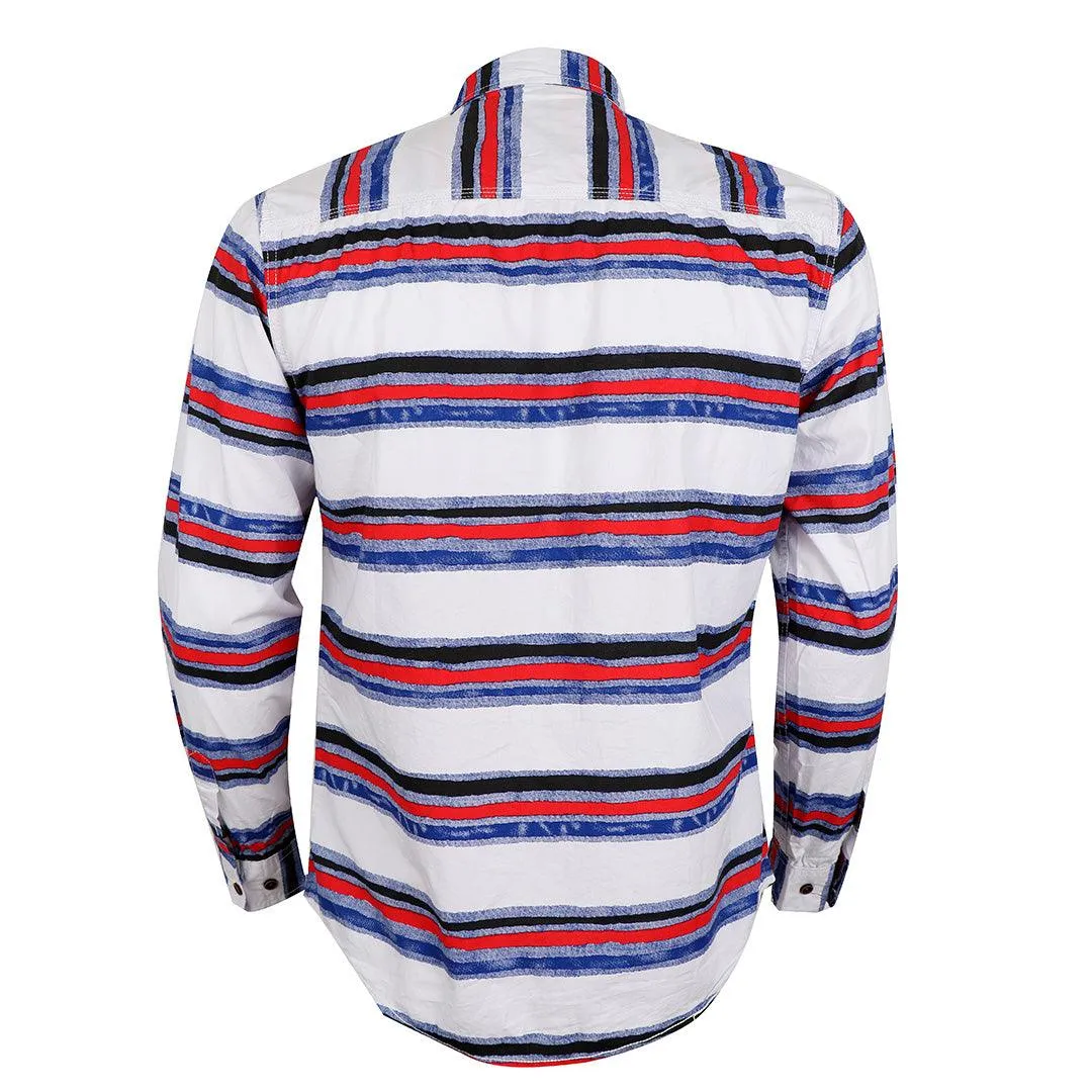 Bajieli Executive White With Red, Blue, And Black Colored LongSleeve Shirt