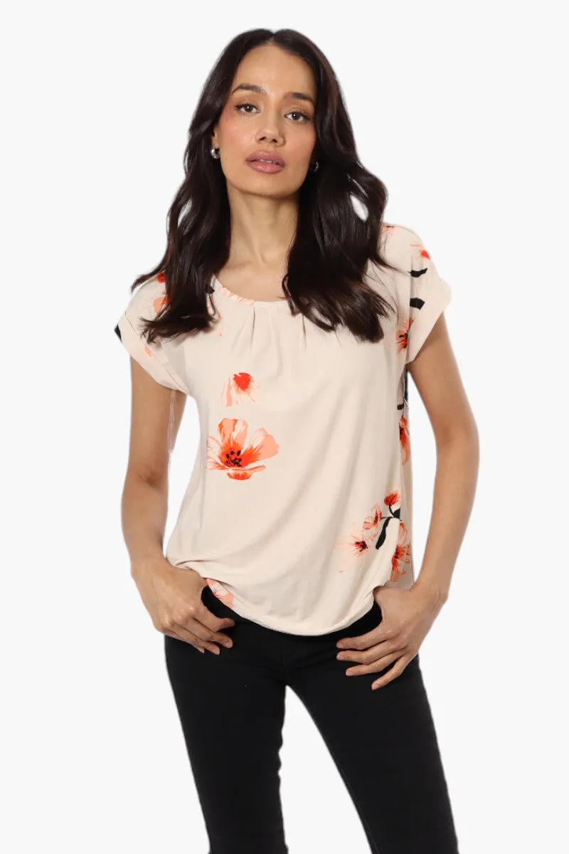 Beechers Brook Floral Cap Sleeve Blouse - Peach