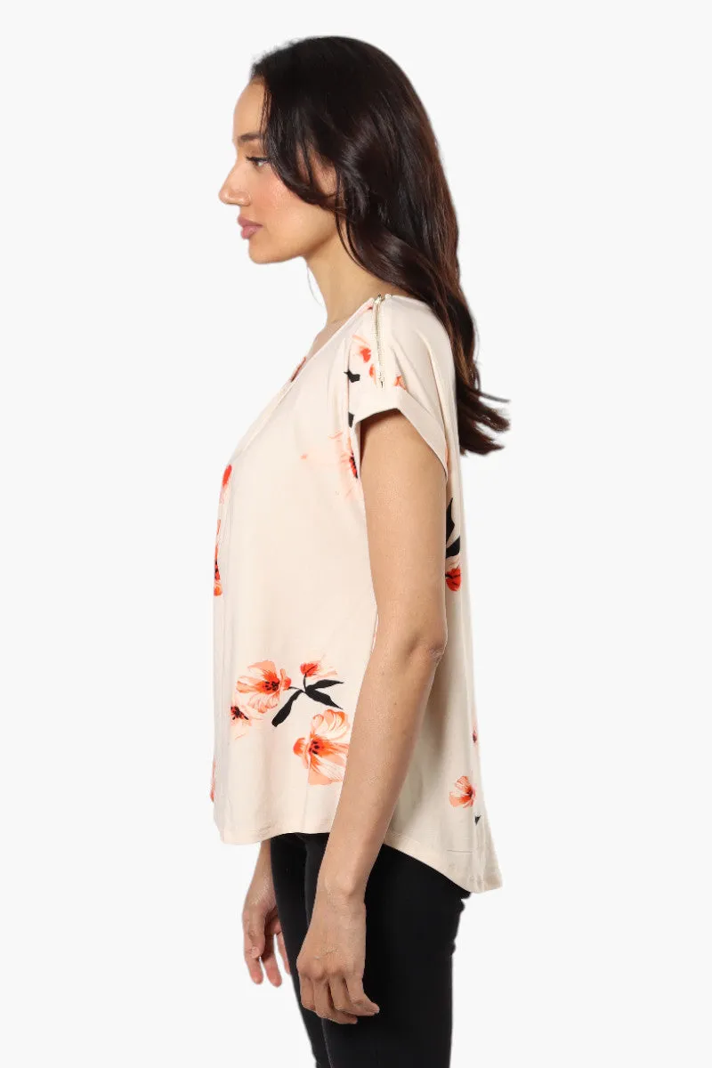 Beechers Brook Floral Cap Sleeve Blouse - Peach