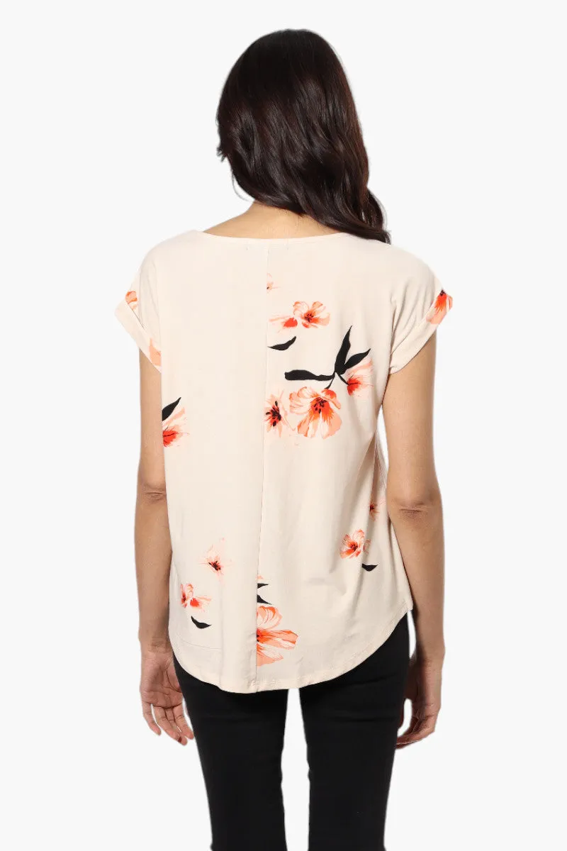 Beechers Brook Floral Cap Sleeve Blouse - Peach