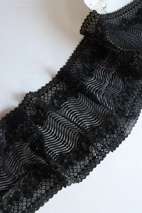 Black & Glitter 6.75" Wide Stretch Lace