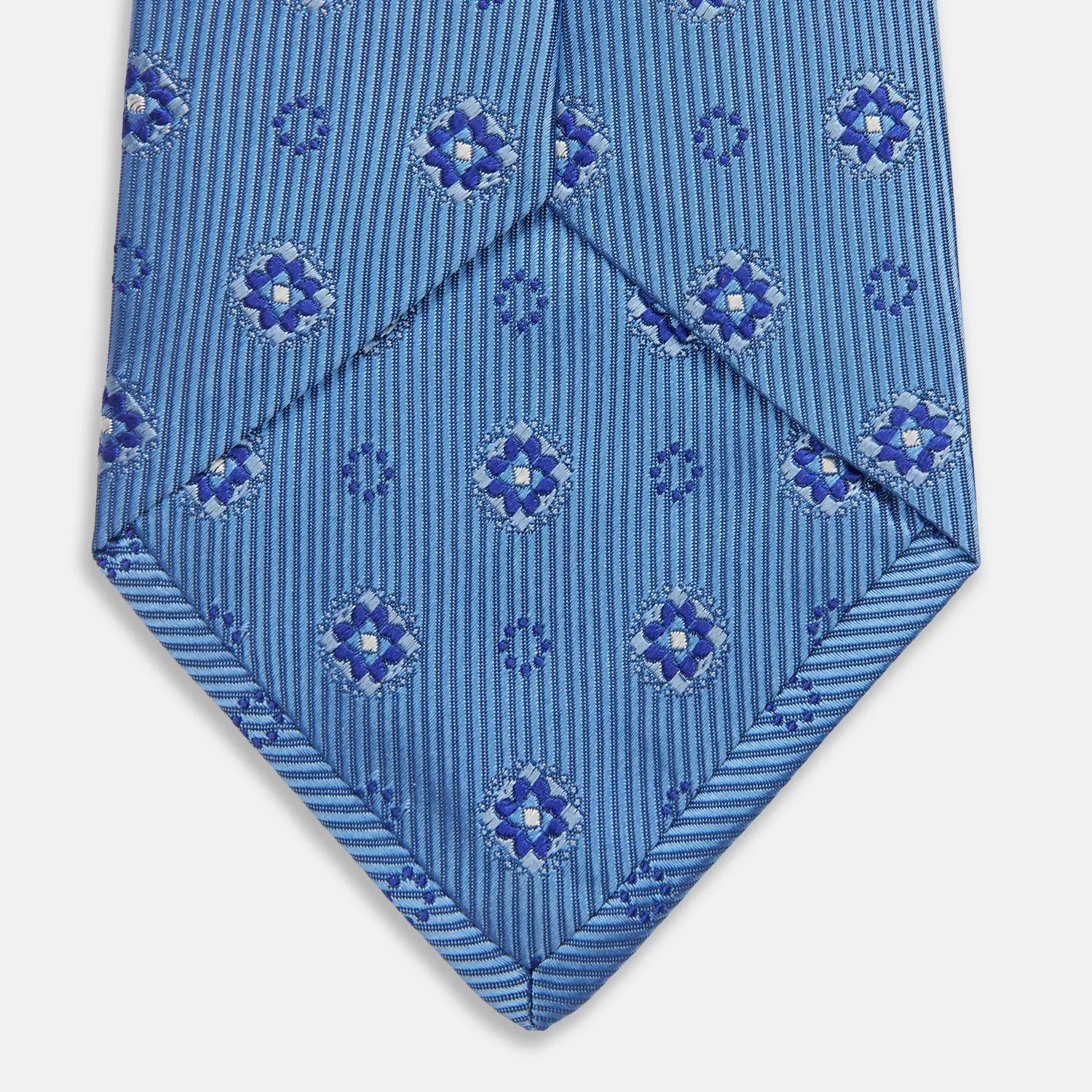 Blue Multi Floral Motif Silk Tie