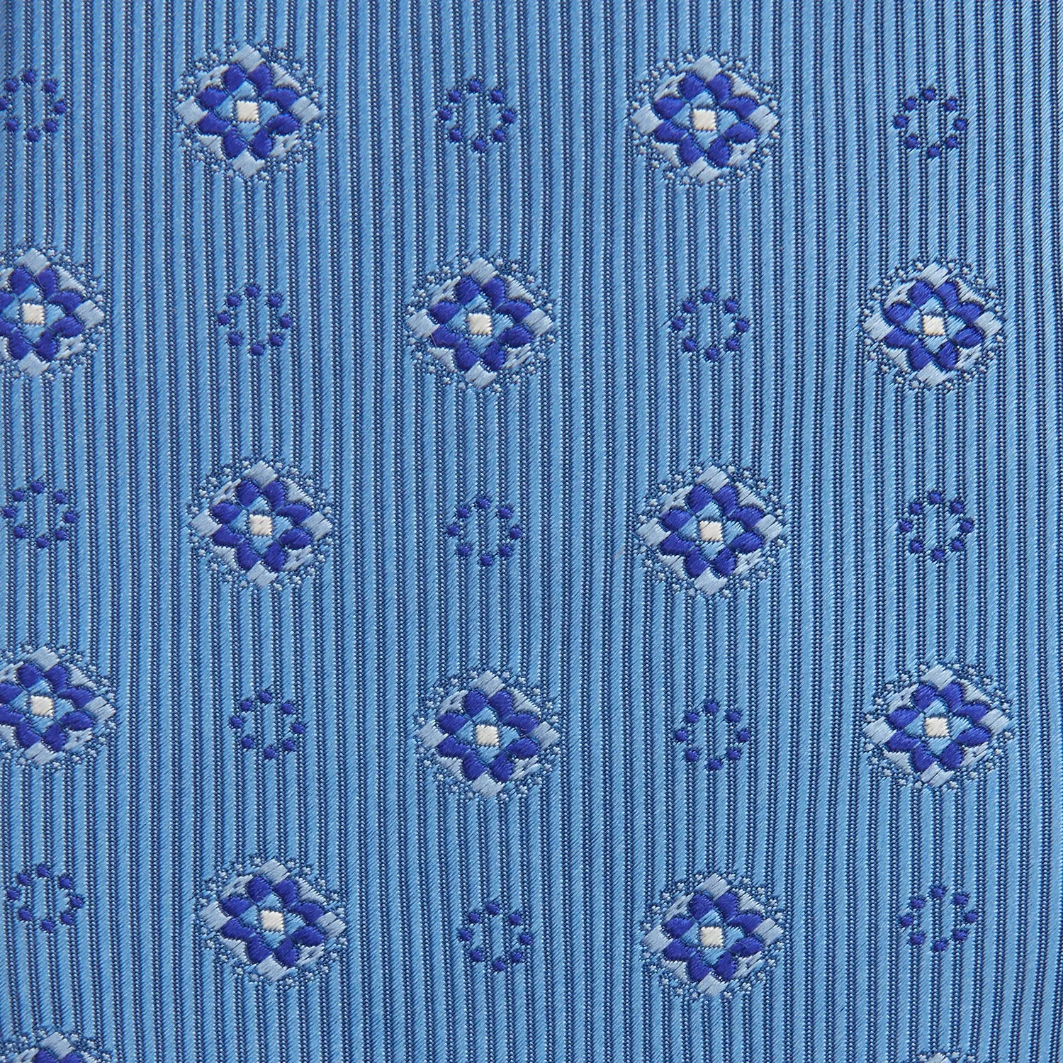 Blue Multi Floral Motif Silk Tie