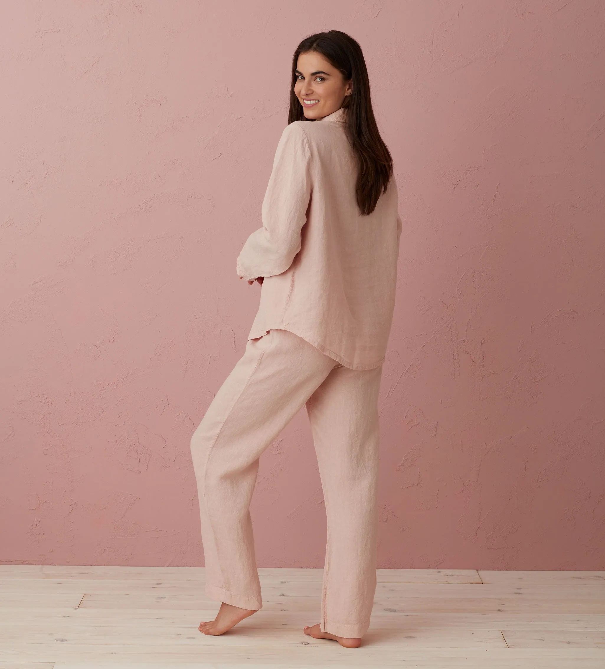 Blush Pink Tilly 100% Linen Pyjama Bottoms