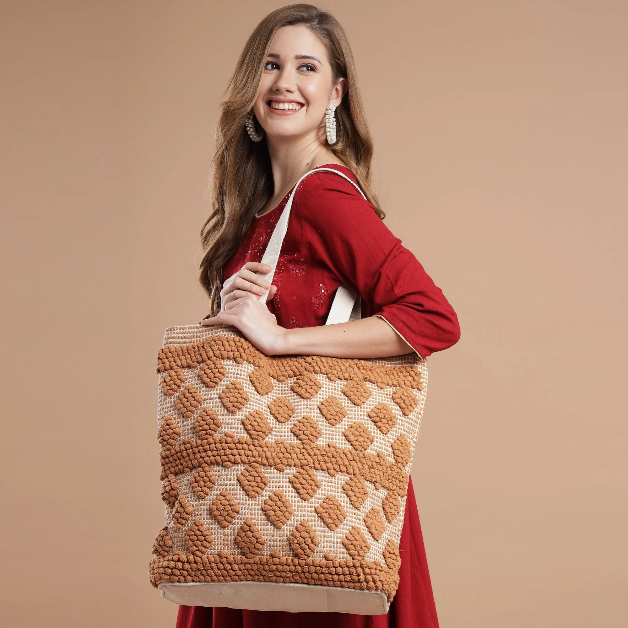 Caramel Tints Hand Woven Tote Bag