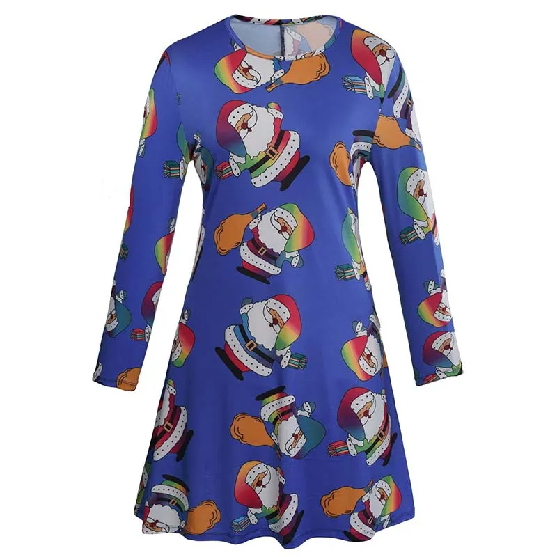 Christmas Plus Size Cartoon Print Short Dress