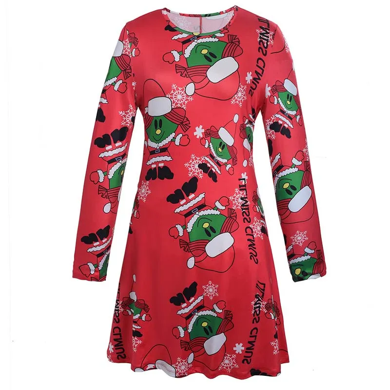 Christmas Plus Size Cartoon Print Short Dress