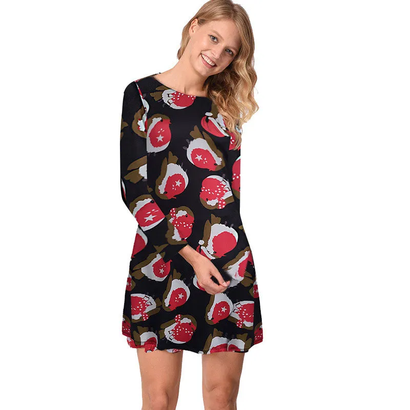 Christmas Plus Size Cartoon Print Short Dress