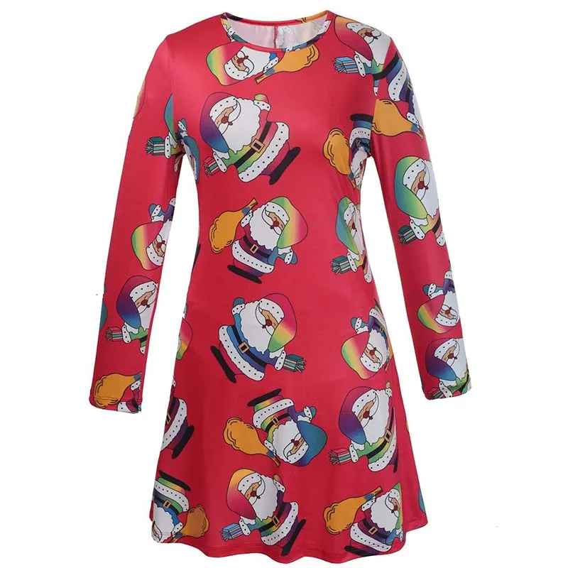 Christmas Plus Size Cartoon Print Short Dress