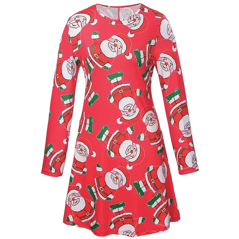 Christmas Plus Size Cartoon Print Short Dress