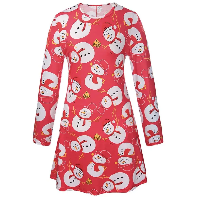 Christmas Plus Size Cartoon Print Short Dress