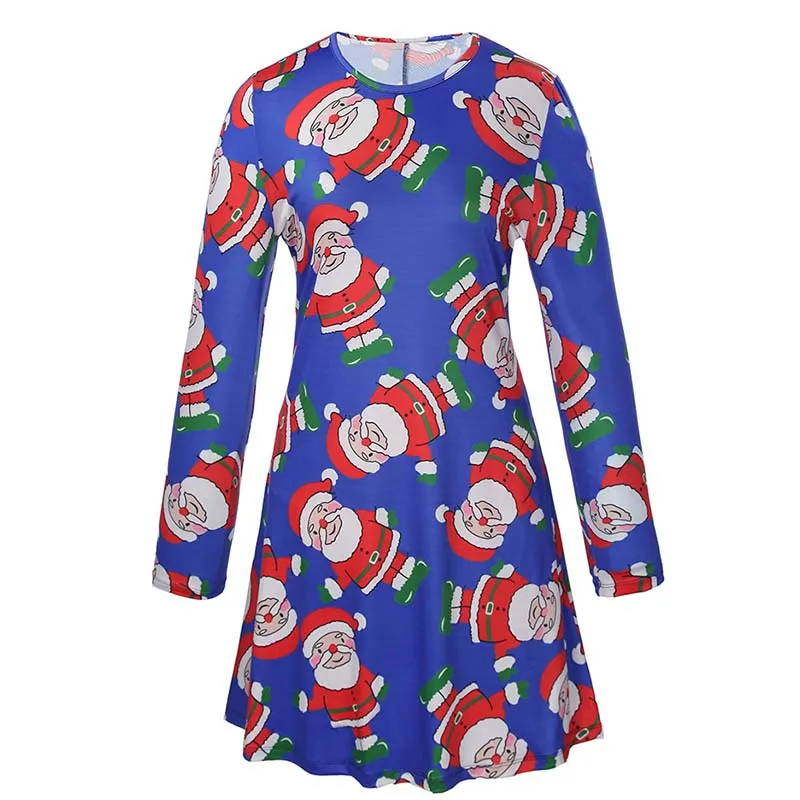 Christmas Plus Size Cartoon Print Short Dress