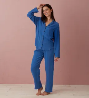 Cobalt Tilly 100% Linen Pyjama Bottoms