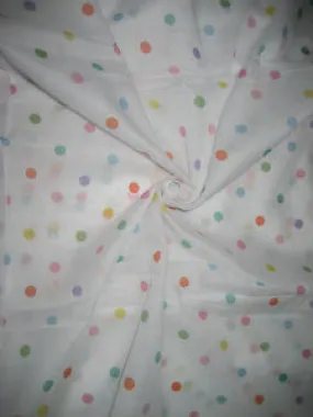 Cotton organdy printed fabric White &amp; Multi Color Dots 44 inches wide