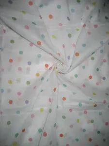 Cotton organdy printed fabric White &amp; Multi Color Dots 44 inches wide