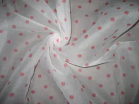 Cotton organdy printed fabric White with PinkishRed Dot 44 inches