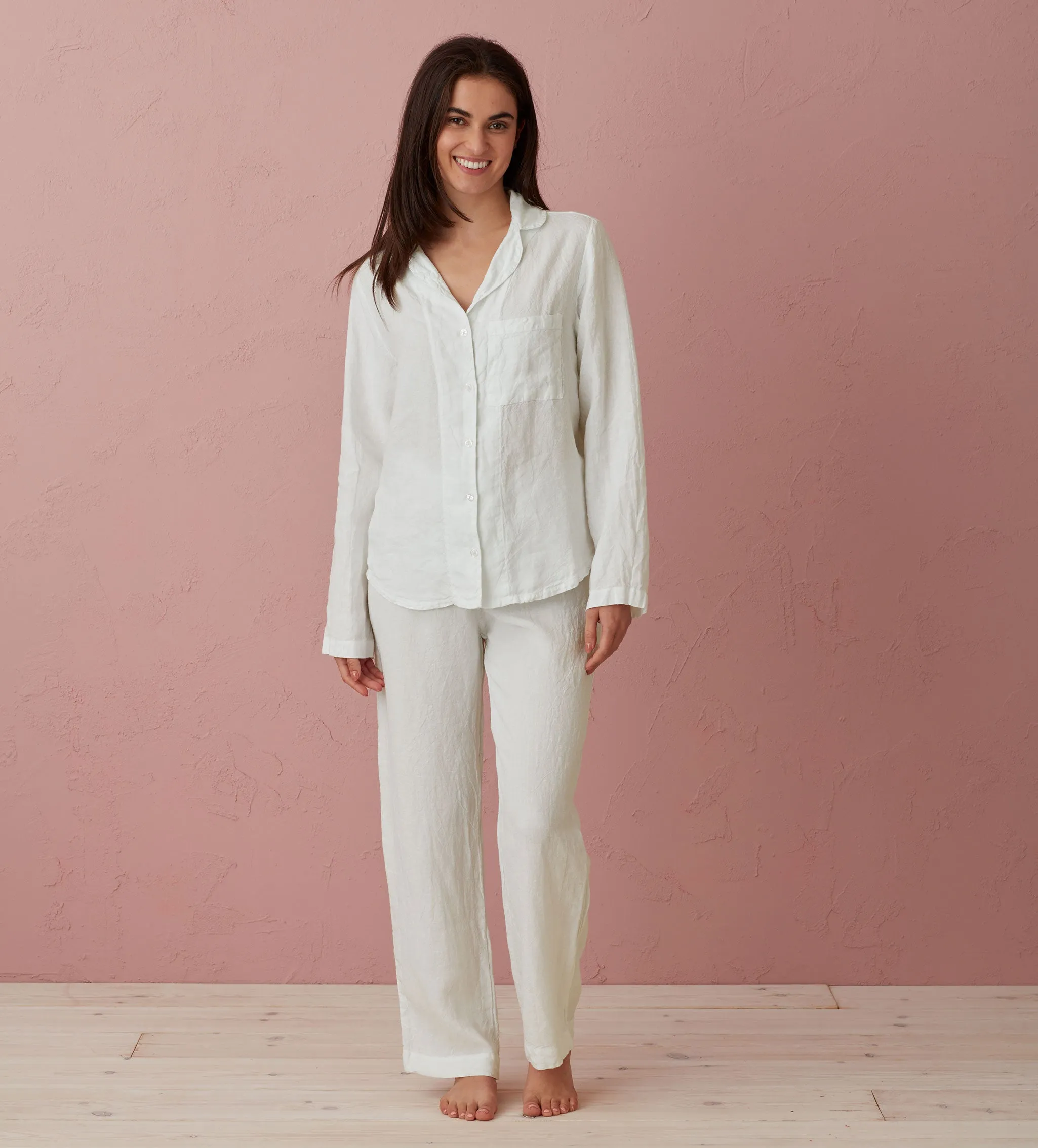 Cream Tilly 100% Linen Pyjama Bottoms