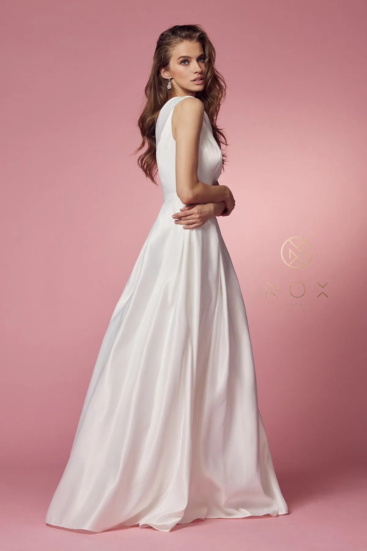 ELEGANT ONE SHOULDER ELEGANT SATIN A-LINE LONG DRESS_E469