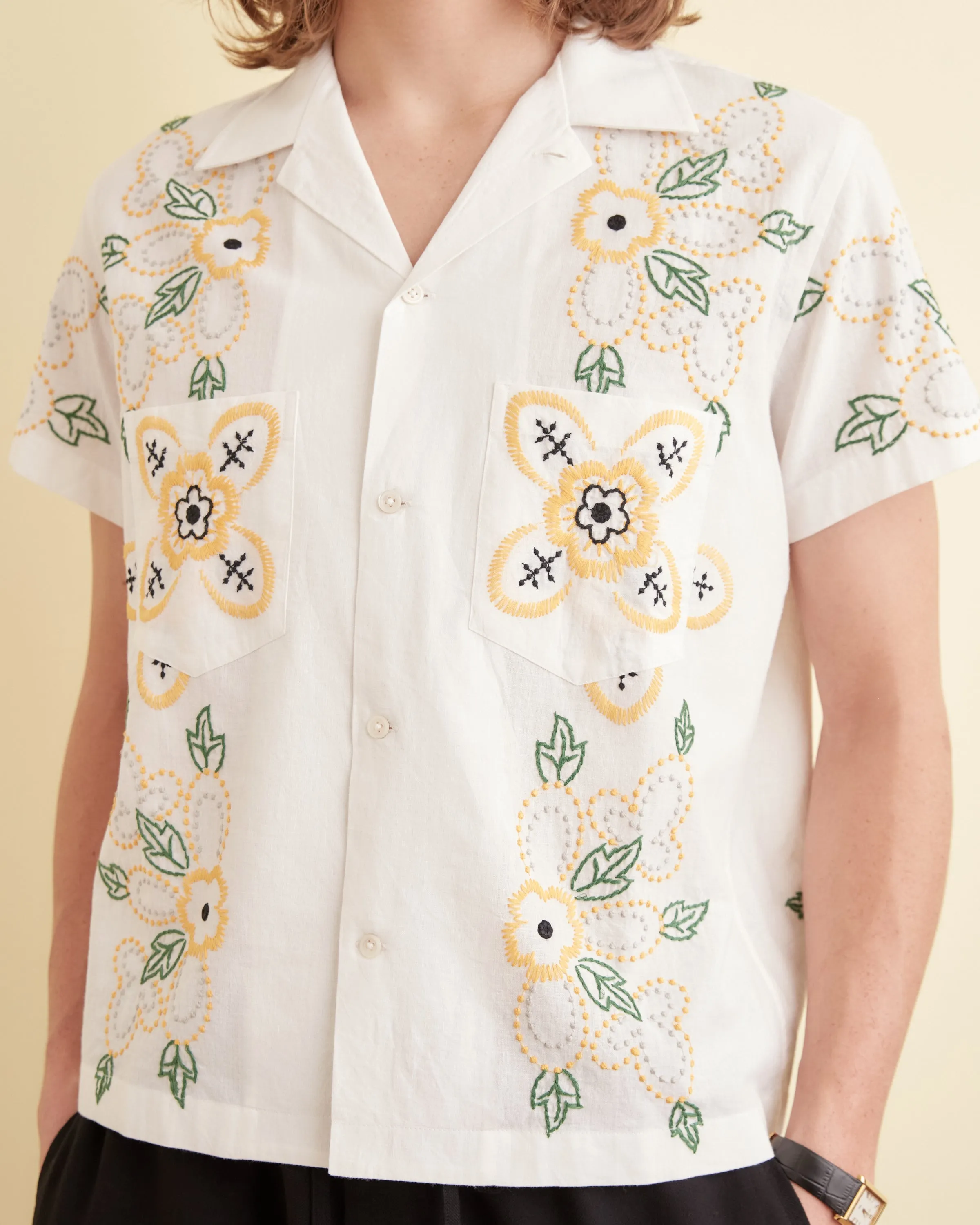 Embroidered Buttercup Short Sleeve Shirt