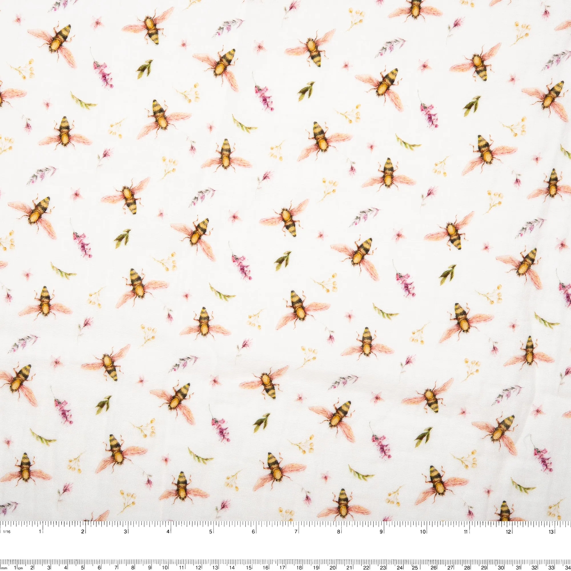 EUROPEAN Digital printed double gauze - Bees - Peach