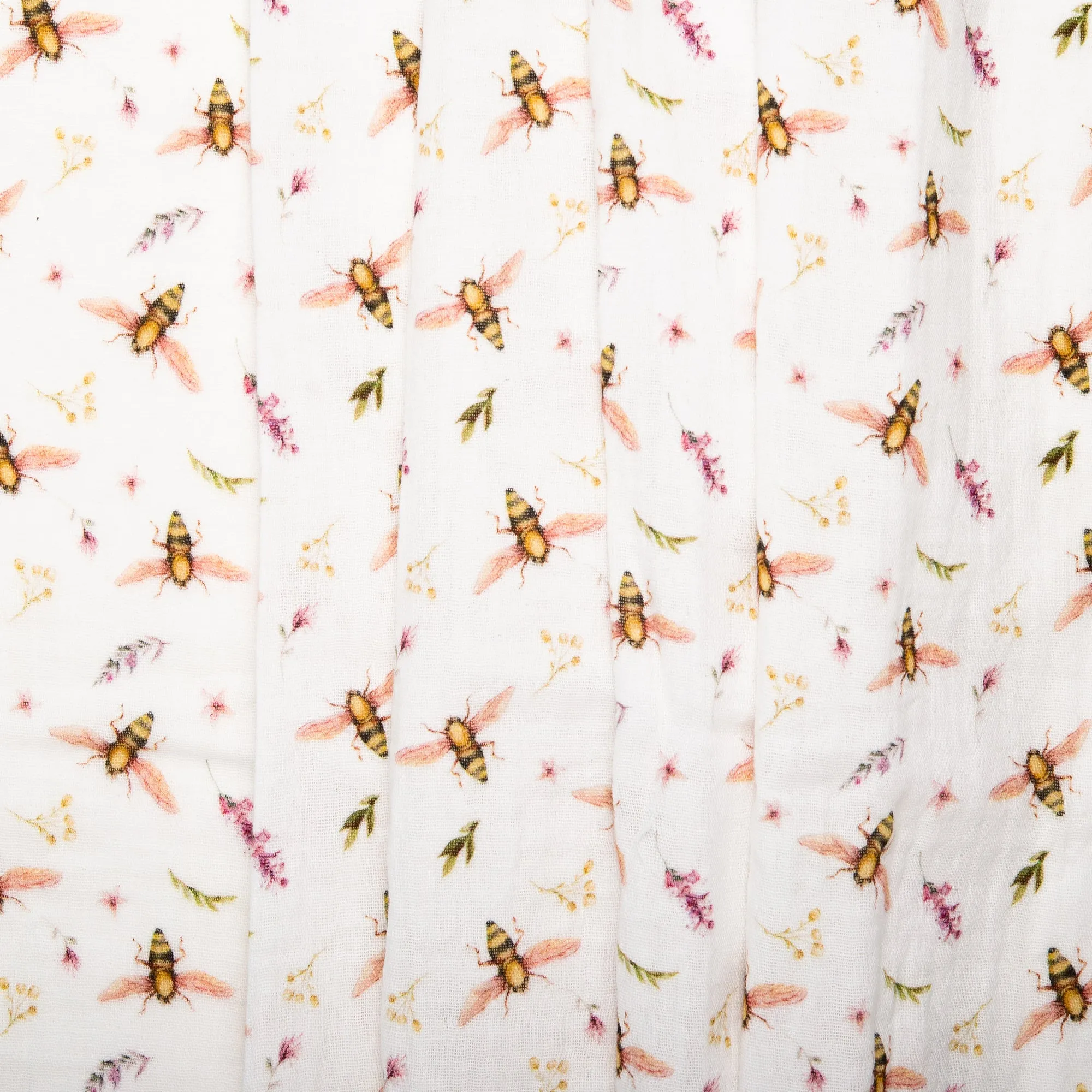 EUROPEAN Digital printed double gauze - Bees - Peach