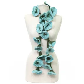 Felted flower scarves- Light Blue/Green