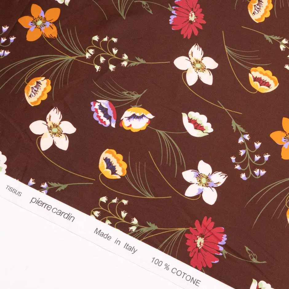 Floral Printed Chocolate Brown Luxury Cotton