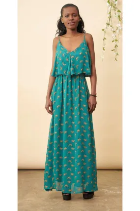 Ginkgo 'Cropped' Maxi Dress in Emerald   Gold