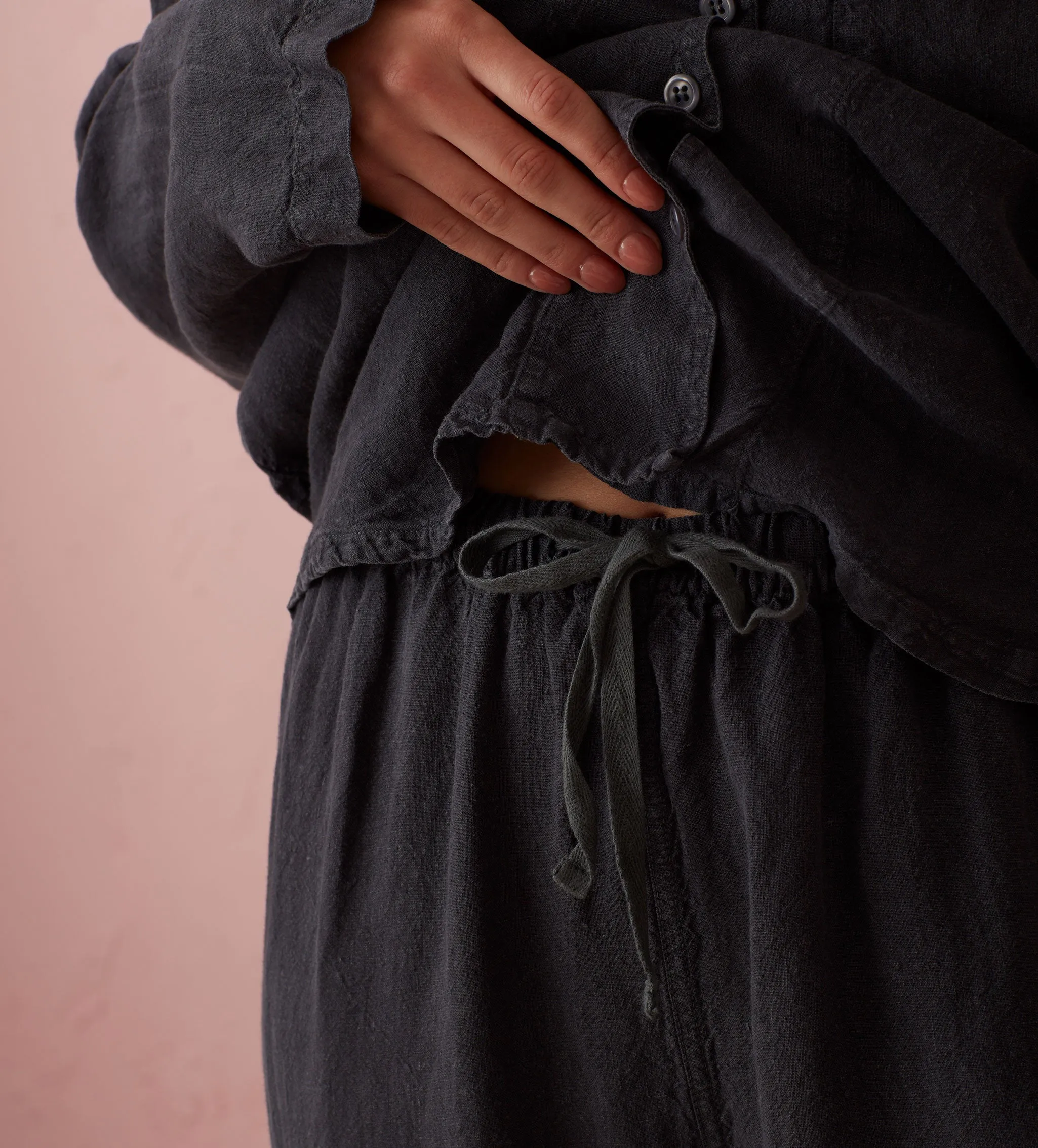 Graphite Tilly 100% Linen Pyjama Bottoms