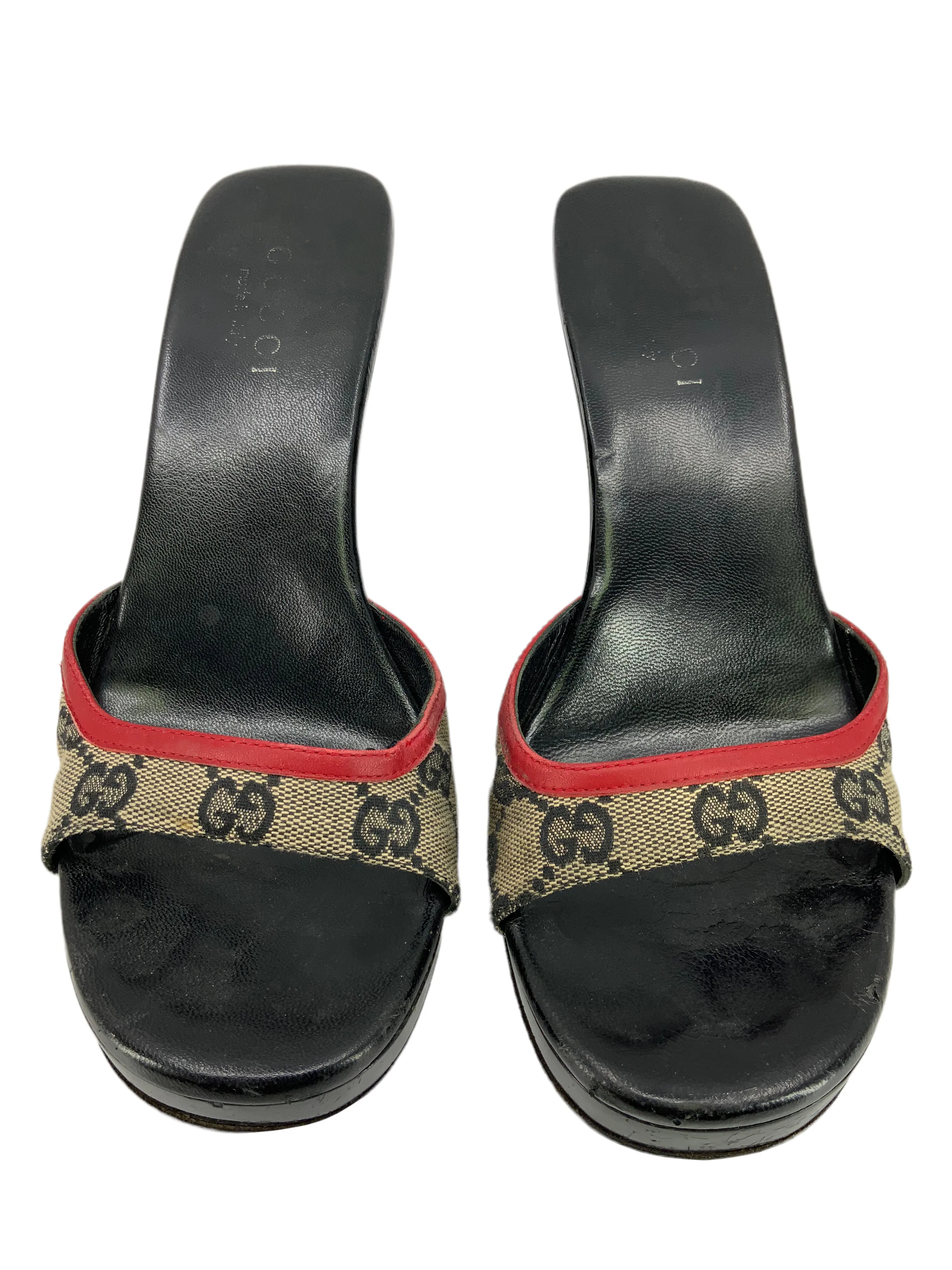 Gucci Monogram Canvas Wedges Size 8