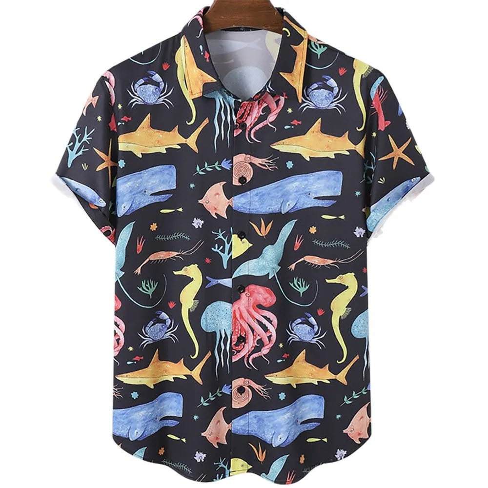 Hawaiian Shirt Men Summer 3d Coconut Tree Printed Shirts For Men Holiday Short Sleeve Beach Tops Tee Shirt Men Oversized Blouse