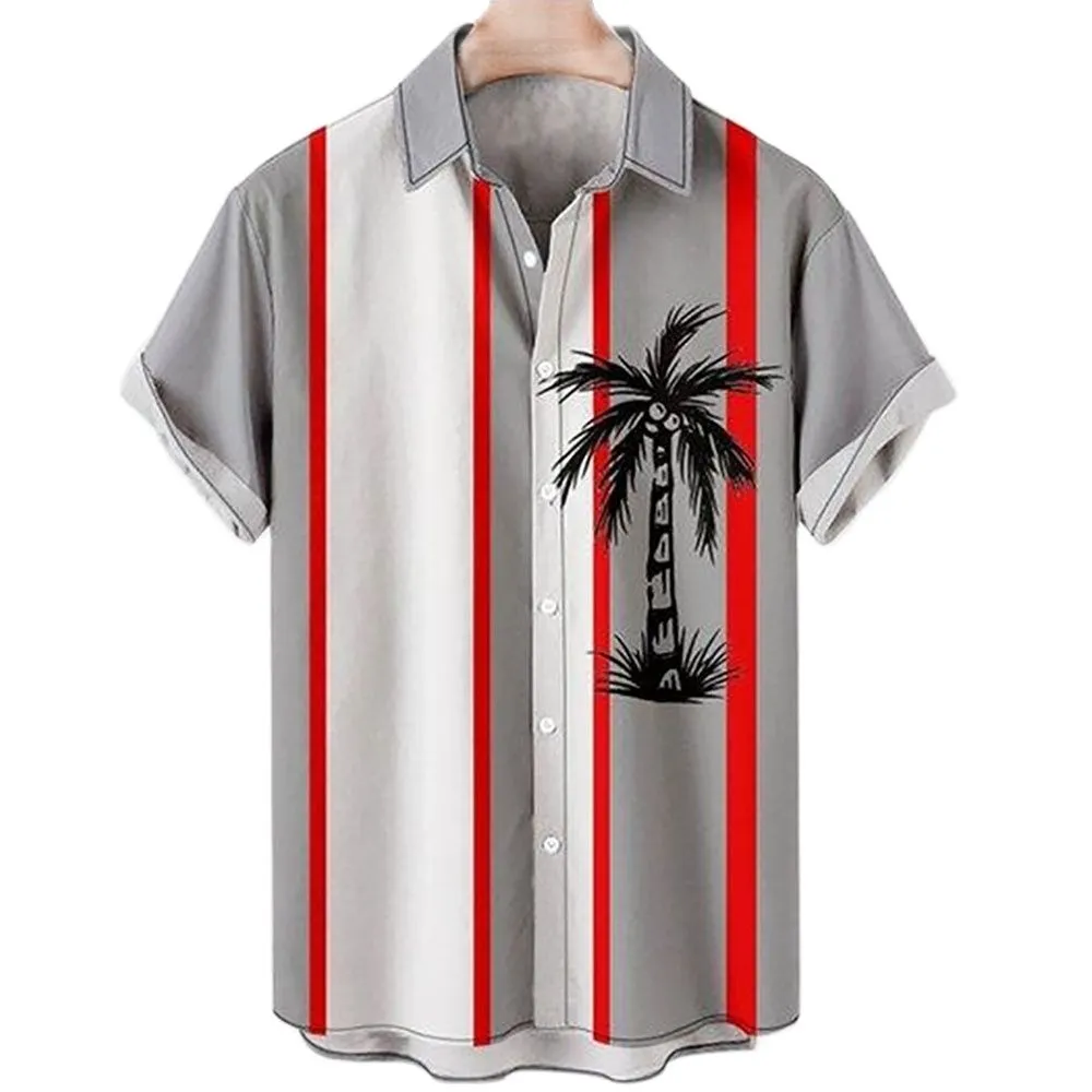 Hawaiian Shirt Men Summer 3d Coconut Tree Printed Shirts For Men Holiday Short Sleeve Beach Tops Tee Shirt Men Oversized Blouse