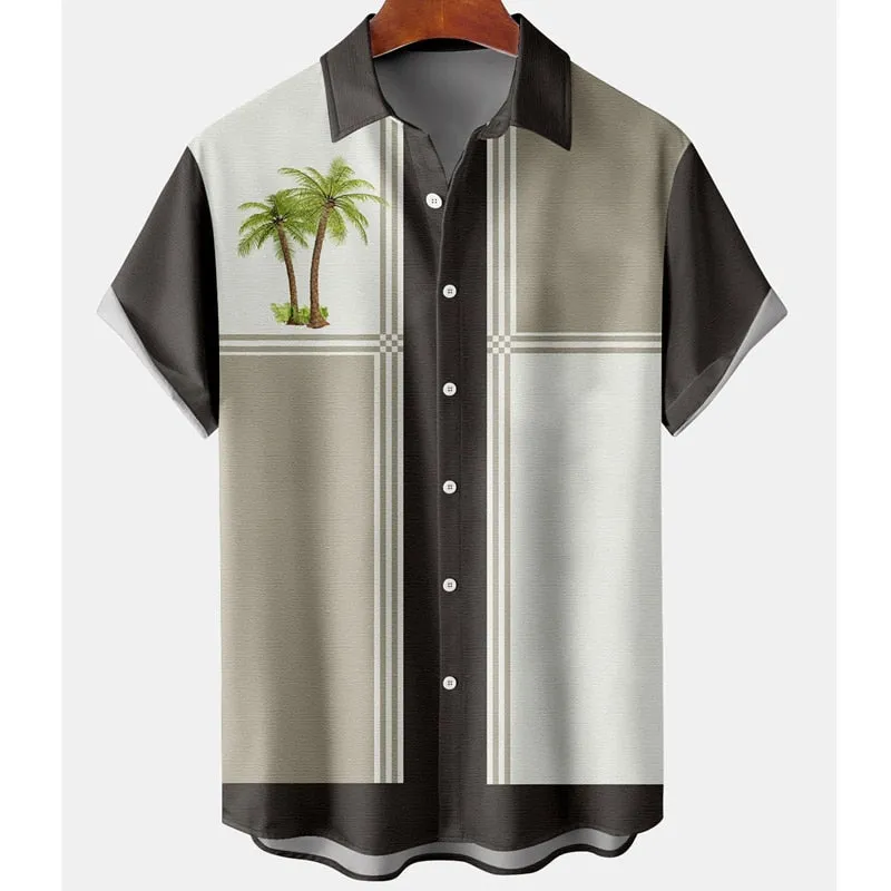 Hawaiian Shirt Men Summer 3d Coconut Tree Printed Shirts For Men Holiday Short Sleeve Beach Tops Tee Shirt Men Oversized Blouse