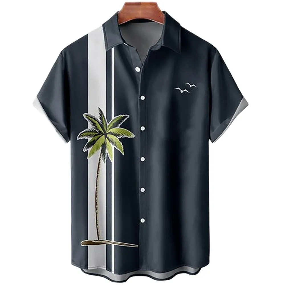 Hawaiian Shirt Men Summer 3d Coconut Tree Printed Shirts For Men Holiday Short Sleeve Beach Tops Tee Shirt Men Oversized Blouse