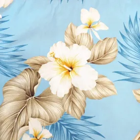 Hibiscus Joy Blue Hawaiian Cotton Fabric by the Yard