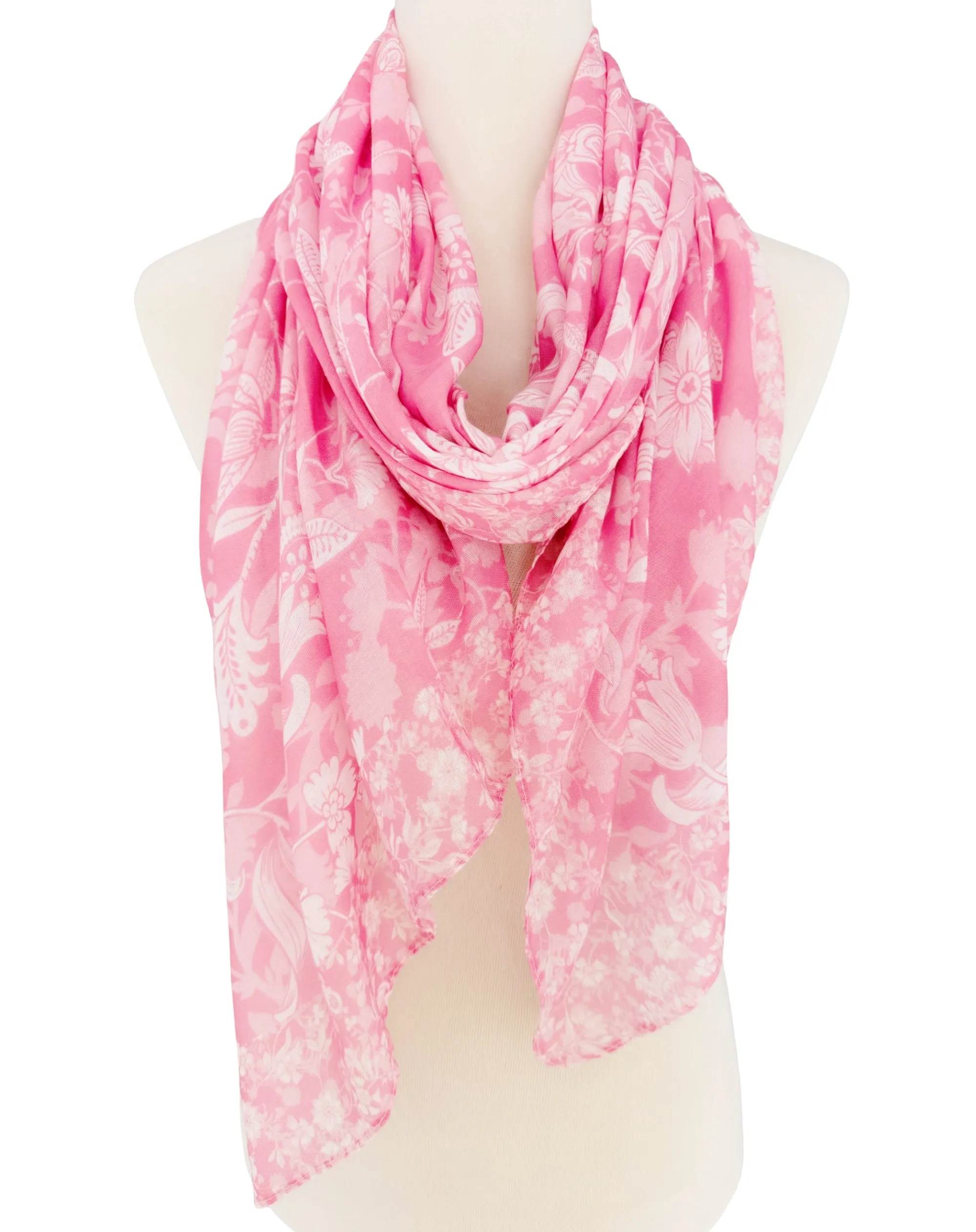 JC0711-101-1 Pink Boho Floral Scarf