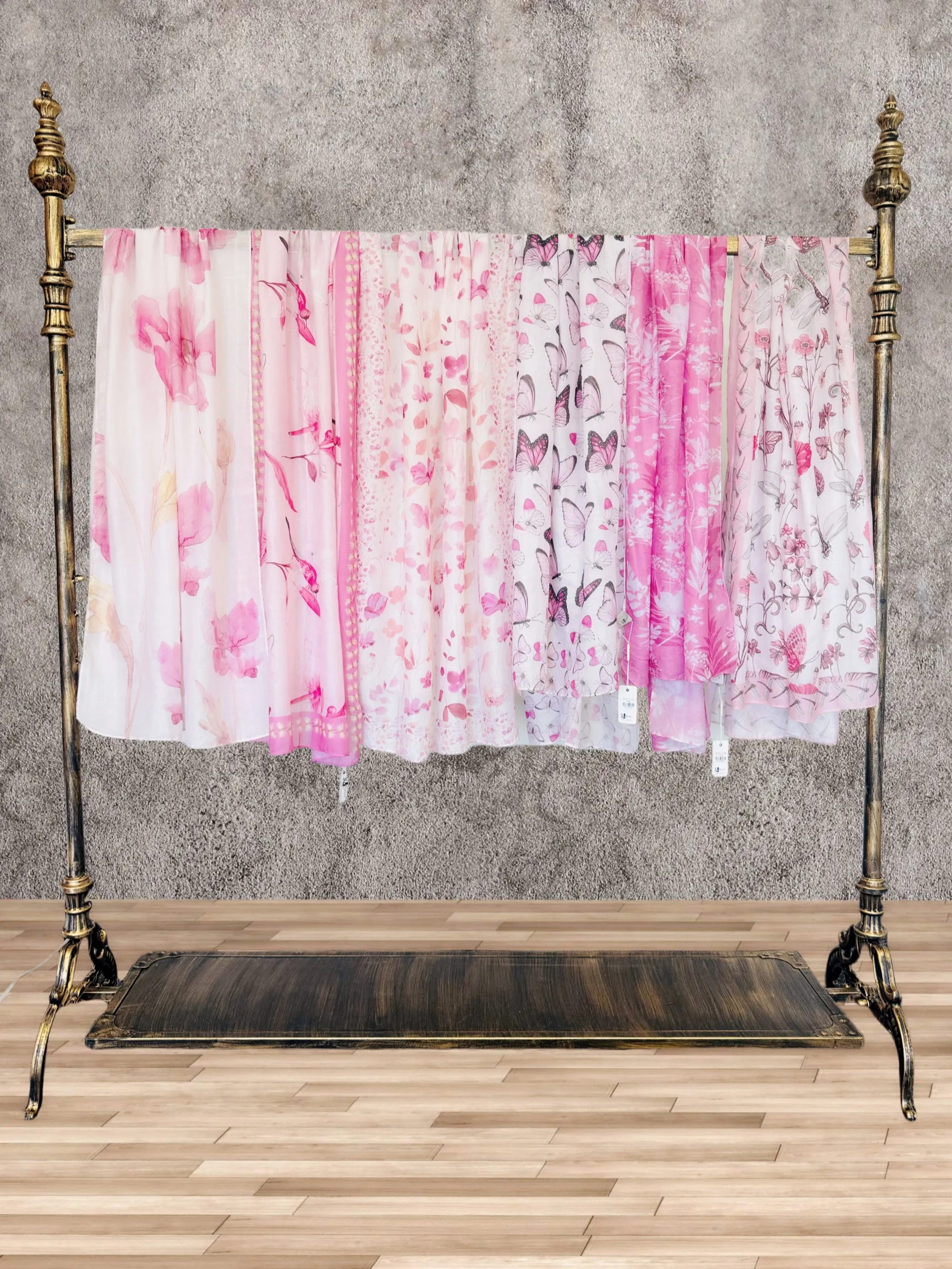 JC0711-101-1 Pink Boho Floral Scarf