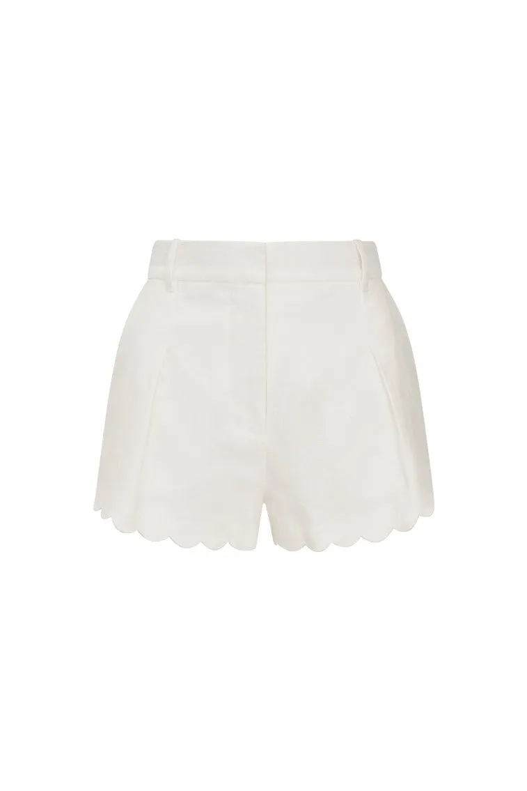 Lacette Linen Scallop Hem Shorts