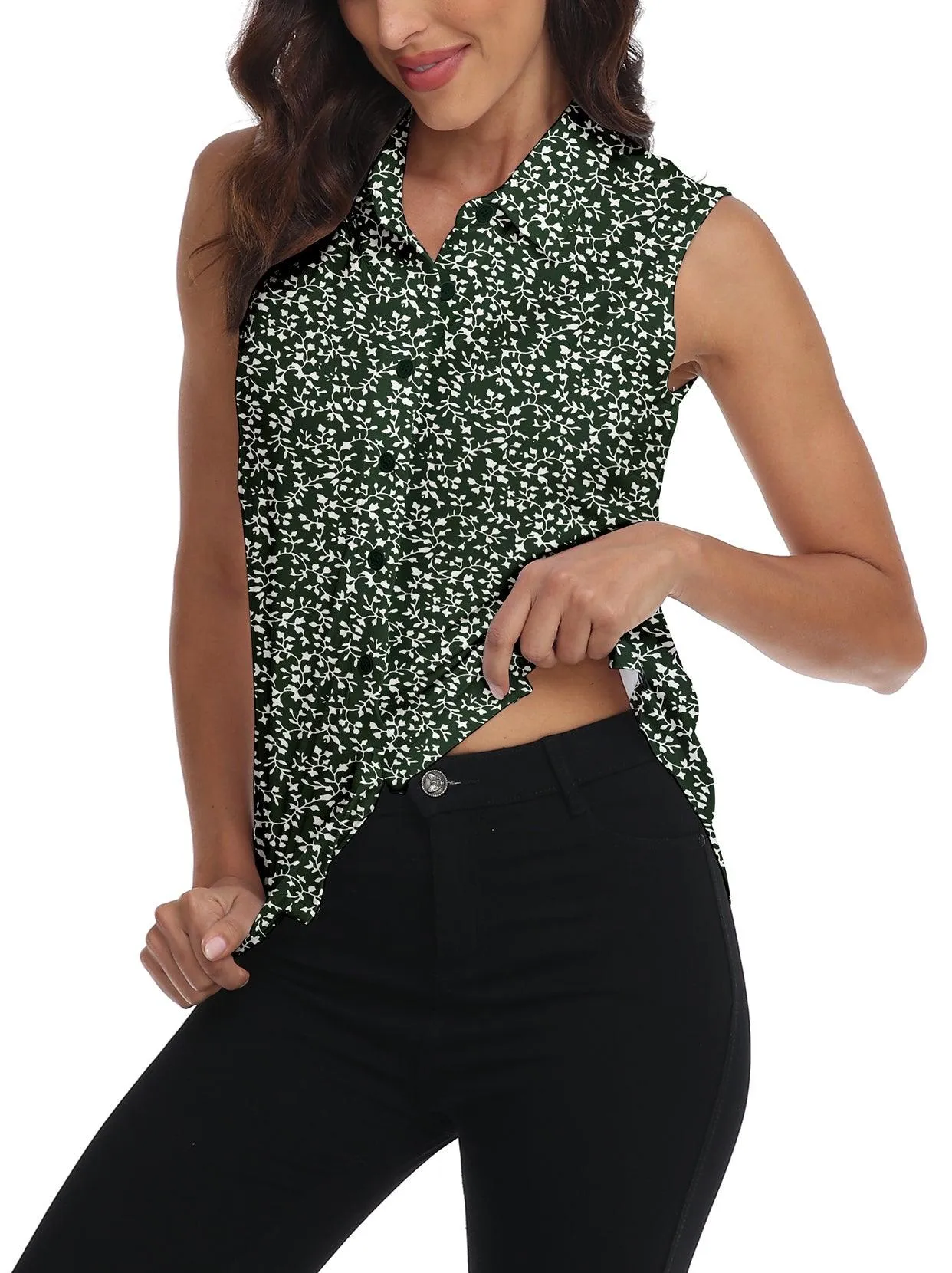 Ladies Golf Sleeveless Floral Athletic Polo Shirts-💃🏼SO® Shirts Moisture Wicking Tennis Shirts